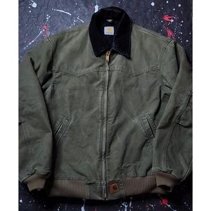 Carhartt vintage men's distressed green insulated chore work jacket RARE size L